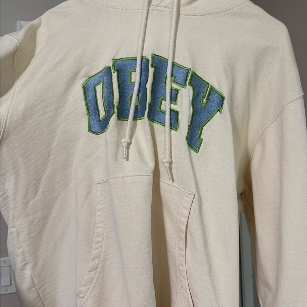 Obey Beige Hoodie with Black Logo